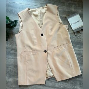 Unbranded Khaki Relaxed Double Button Long Waistcoat Vest. Size M